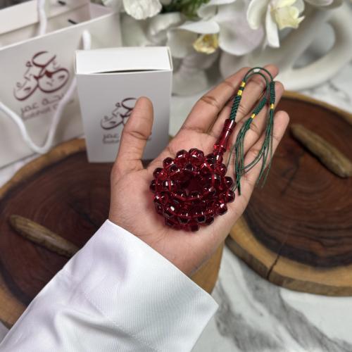 مسباح زعفراني أحمر شفاف قص خليجي