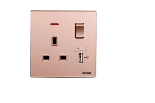 فيش بمفتاح +USB ذهبي جلاس ZINCO A13