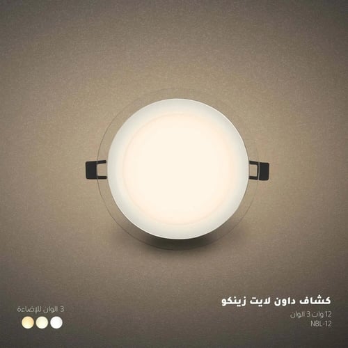 كشاف داون لايت زينكو 12 وات 3 الوان م NBL-12