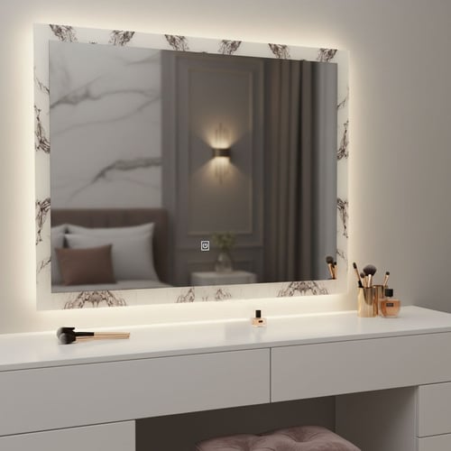 مرآة حمام BOQATI مع إضاءة LED موديل B009 - 60×80 س...