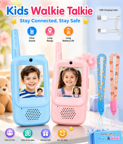 Kids rechargeable Walkie Talkie video جهاز لاسلكي...