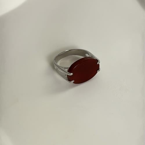 خاتم فضه رجالي شنكار (عنابي)