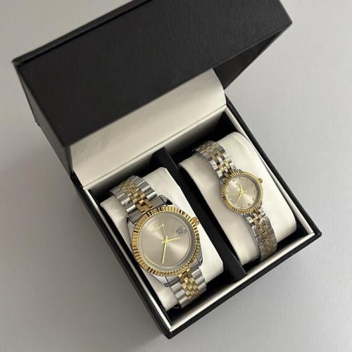 ساعه نسائي و رجالي( فضي وذهبي)