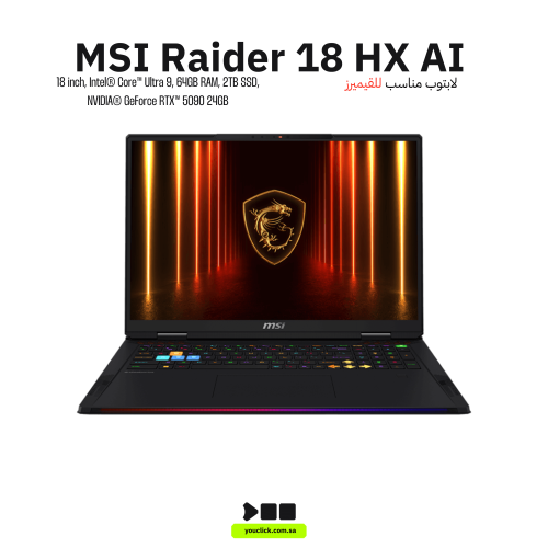 كمبيوتر محمول للألعاب إم إس آي رايدر 18HX، ألترا 9...