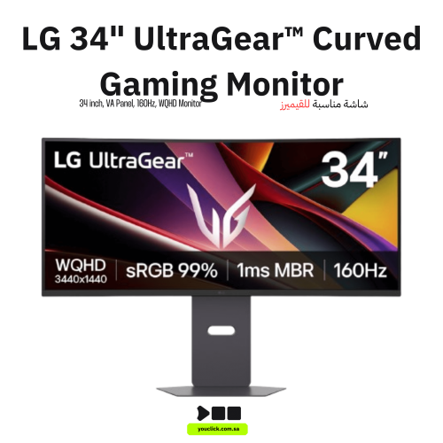 شاشة ألعاب منحنية LG UltraGear مقاس 34 بوصة WQHD 1...
