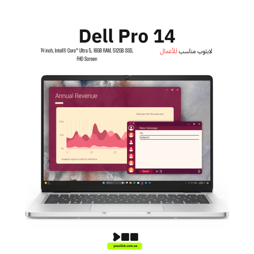 لابتوب Dell Pro 14 FHD، i5، 16GB رام، 512GB SSD –...