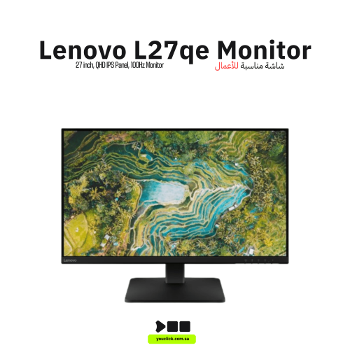 شاشة لينوفو L27qe 68C8GAC3SD QHD مقاس 27 بوصة, 4 ملي ثانية, 100 هيرتز, نوع اللوحة IPS