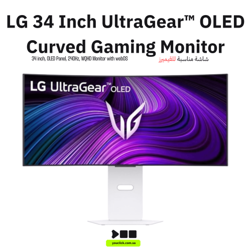 شاشة ألعاب منحنية LG UltraGear OLED مقاس 34 بوصة W...