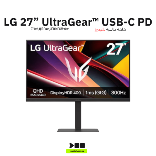 شاشة LG UltraGear 27 بوصة — QHD 300Hz IPS للألعاب...