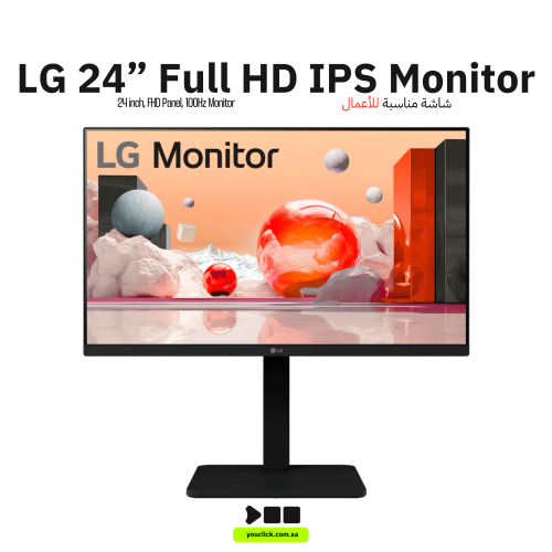شاشة LG 24BA550، شاشة IPS مقاس 24 بوصة، دقة FHD، م...