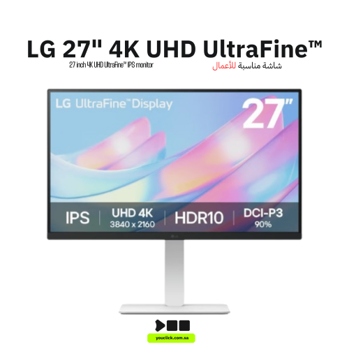 شاشة LG UltraFine 4K الاحترافية — 27 بوصة IPS لألو...