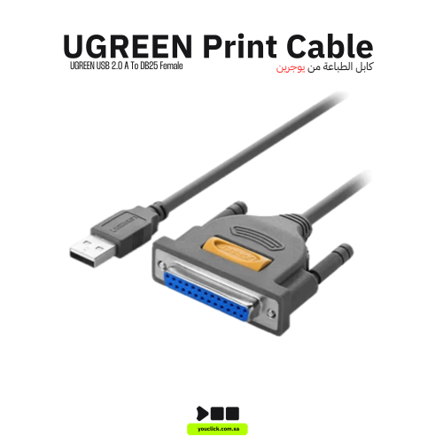 Ugreen USB 2.0 A إلى DB25 أنثى كابل الطباعة المتوا...