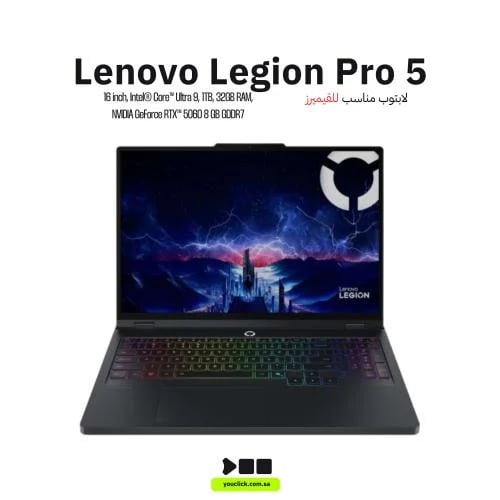 LENOVO Gaming Legion Pro5 16IAX10 (83F300BHAD) Intel Ultra 9-275HX, 32 GB, 1 TB SSD, GeForce RTX 5060 - 8GB, DOS, Black