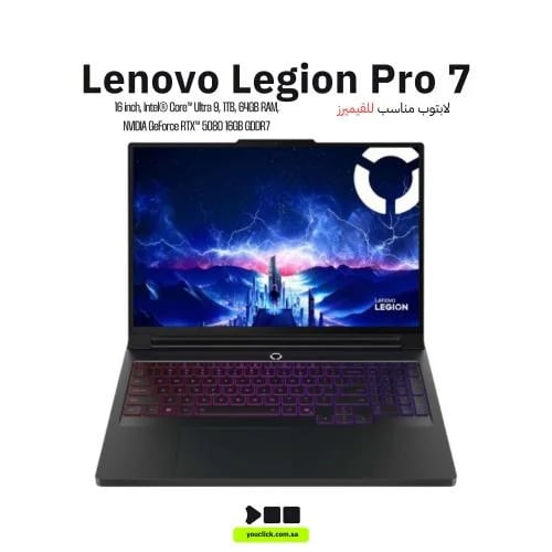 Laptop Lenovo Legion Pro 7 16IAX10H Gaming Intel Core Ultra 9-275HX Processor, 64GB Ram, 1TB SSD M.2, NVIDIA GeForce RTX 5080 16GB...