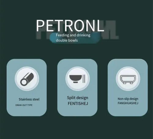 طقم أوعية طعام وماء مزدوج للقطط والكلاب من الستانل...