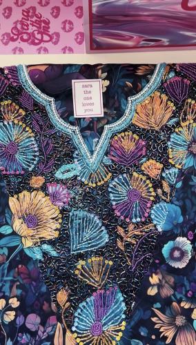 مخور jana قماش من الحرير مُزين بالشك اليدوي