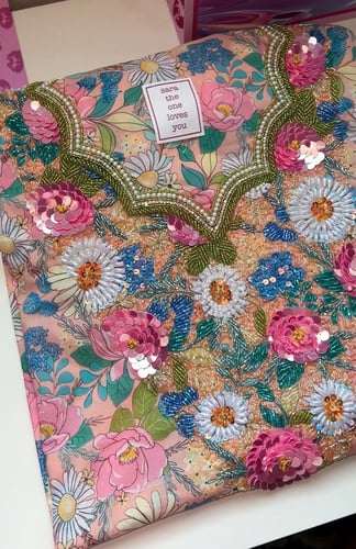 مخور Dina 2قماش من قطن لندن مُزين بالشك اليدوي