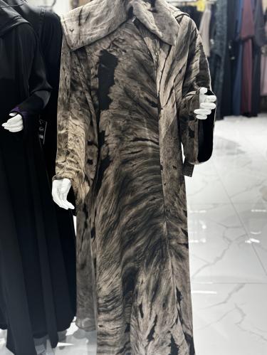 عباية شيفون مشجر مبطن اسود