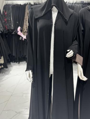 عباية قماش ملكي دبل كلوش على كلفه كرستال