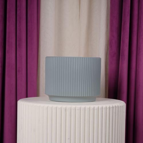 فازة ورد سيراميك كبير رمادي