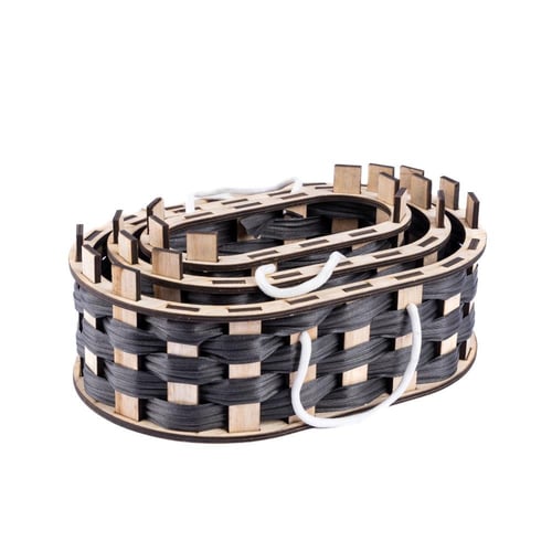 طقم 3 سلل خشب بيضاوي اسود