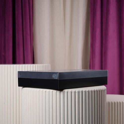 علبة منتجات كبير مستطيل شفاف اسود درزن