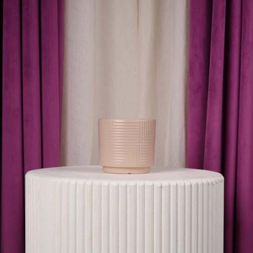 Small beige ceramic flower vase