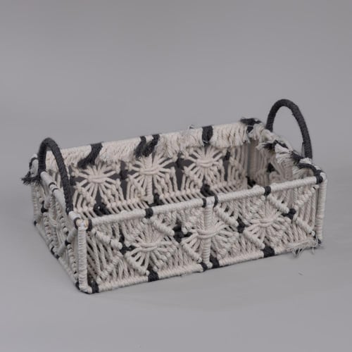 طقم سلال مستطيلة أنيقة من الحبل