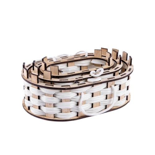 طقم 3 سلل خشب بيضاوي ابيض