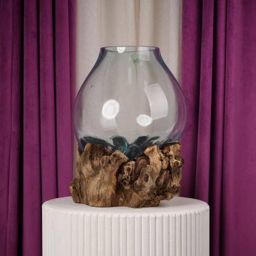 فازة ورد خشب طبيعي