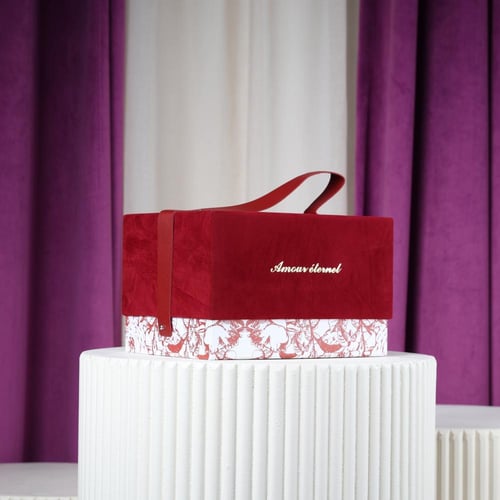 طقم 3 علب مخمل عنابي