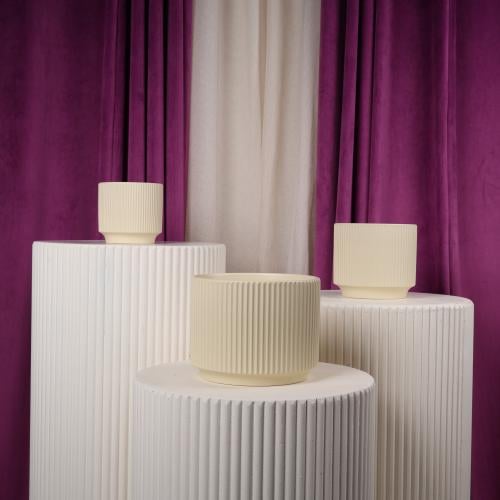 طقم فازات ورد سيراميك اصفر