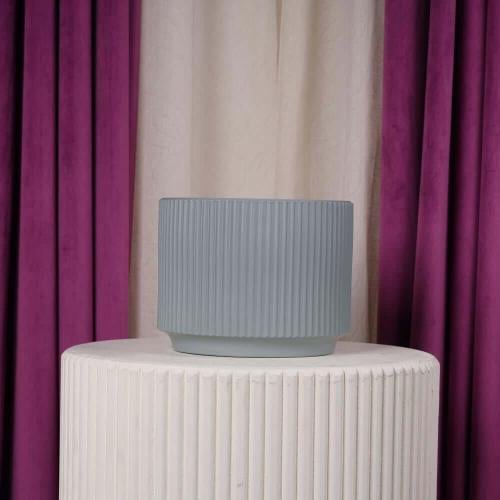 Large gray ceramic flower vase