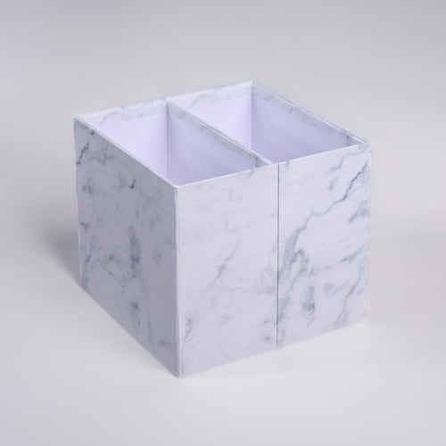 علبة متعددة الأقسام أبيض رخامي