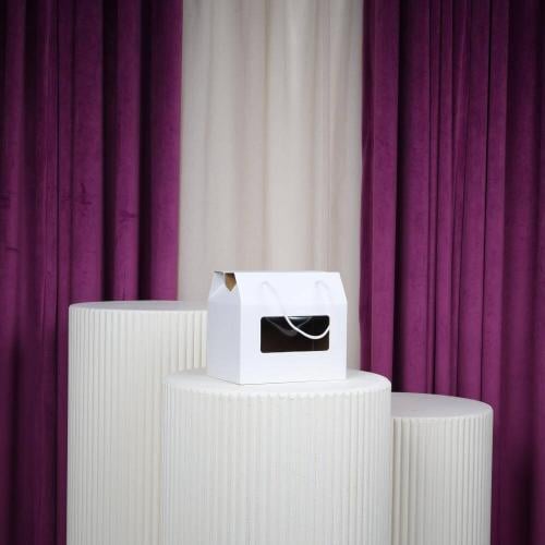 علب كرتوني أبيض صغيرة شيال مع شفاف درزن