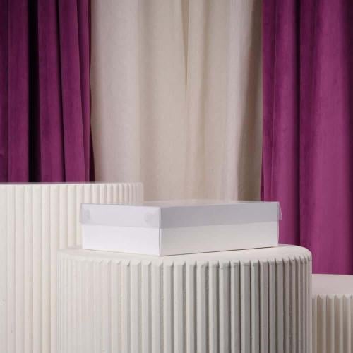 علبة منتجات وسط مستطيل شفاف ابيض درزن