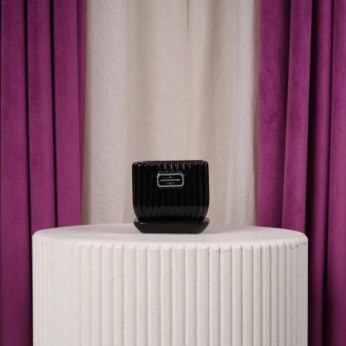 Small black ceramic flower vase