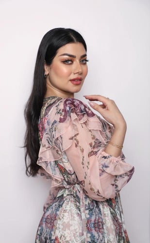 فستان كم شيفون طويل مورد