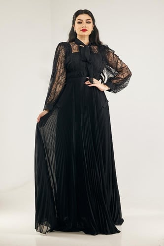 فستان سهر شيفون الاكمام