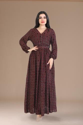 فستان “دفء النقشة” – أناقة هادئة بتفاصيل تراثية را...