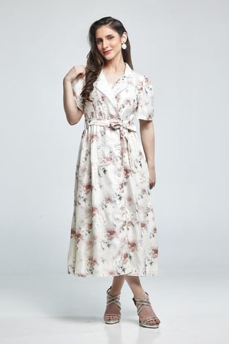 فستان نص كم ربطة على الخصر