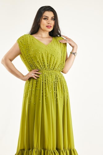 فستان زم الخصر وكت ناعم