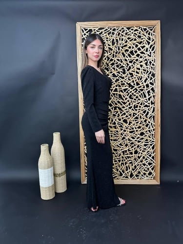 فستان اسود كم طويل