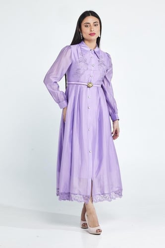 فستان طويل كم وقبة