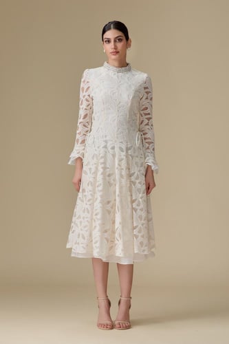 فستان ميد كم فرنسى “دانتيل أميري راقٍ” – أنوثة كلا...