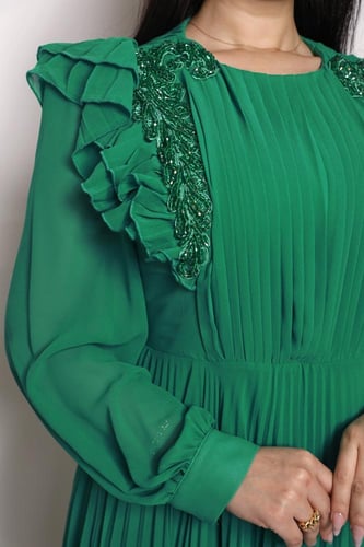 فستان كم شيفون طويل