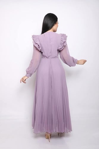 فستان كم شيفون طويل