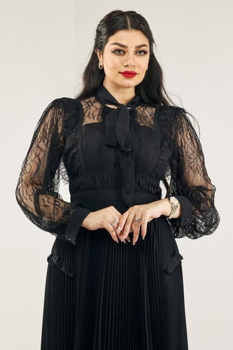 فستان سهر شيفون الاكمام