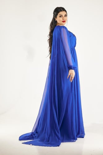 فستان طويل اكمام طويلة شيفون قبة سبعه