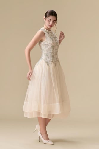 فستان “همس اللؤلؤ” – نعومة أنثوية بإطلالة راقية